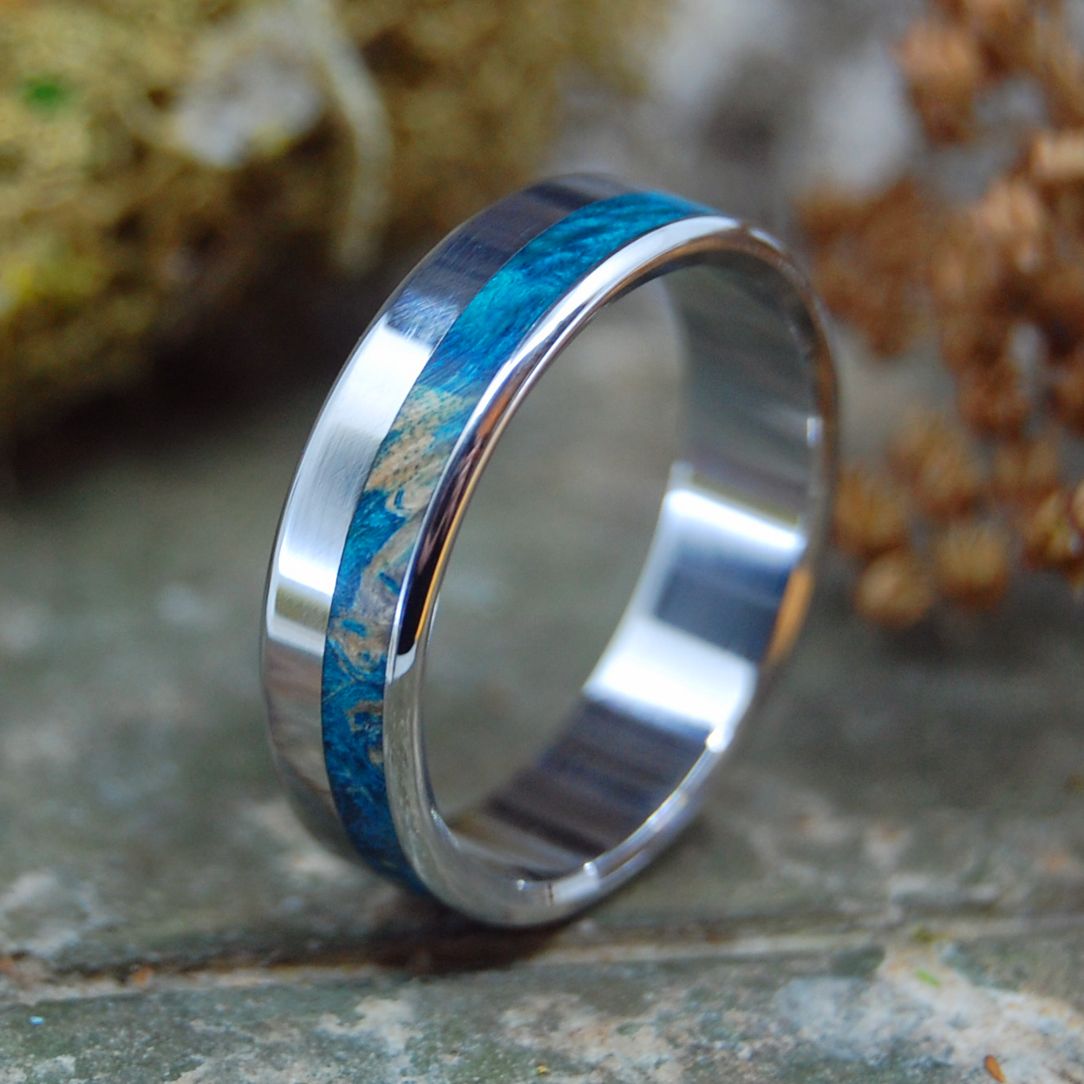 Beluga | Men's Blue Box Elder & Inox Steel Wedding Ring - Minter and Richter Designs