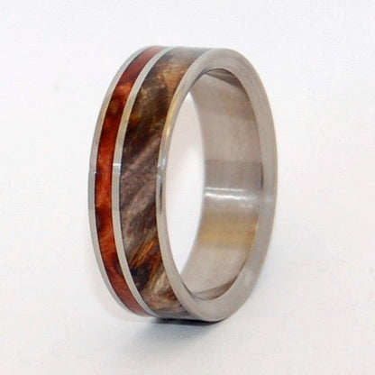 Between Angels | Men's California Redwood, Buckeye Wood & Titanium Wedding Ring - Minter and Richter Designs