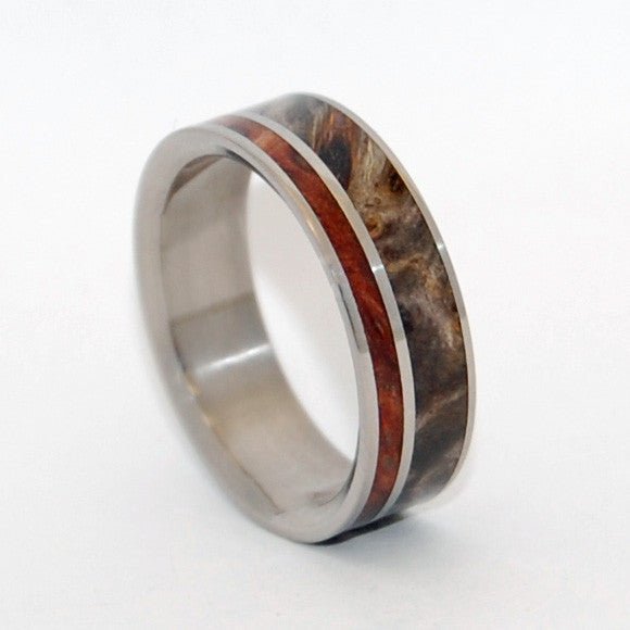 Between Angels | Men's California Redwood, Buckeye Wood & Titanium Wedding Ring - Minter and Richter Designs