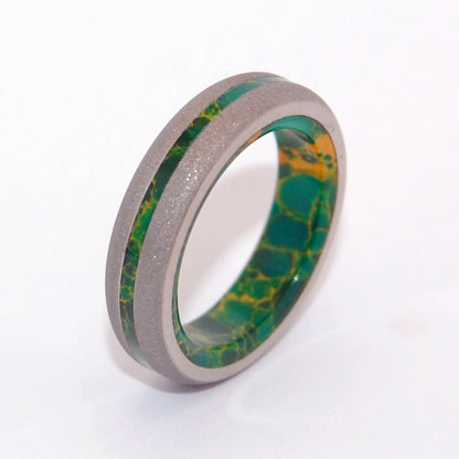 Bird Of Paradise | Men's Egyptian Jade & Titanium Wedding Ring - Minter and Richter Designs