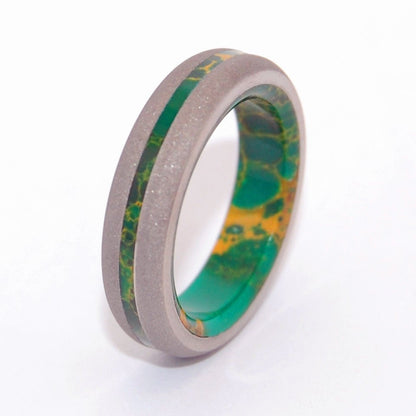 Bird Of Paradise | Men's Egyptian Jade & Titanium Wedding Ring - Minter and Richter Designs