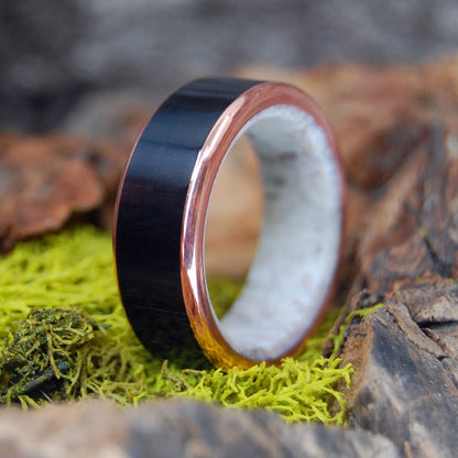 Bison Versus White Tail Deer | Men's Deer Antler, American Bison Horn & Titanium Wedding Ring - Minter and Richter Designs