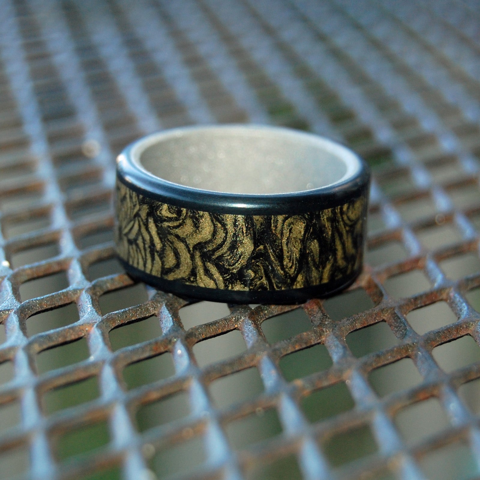 Black And Gold Samurai | Men's Black & Gold Titanium Wedding Ring - Minter and Richter Designs