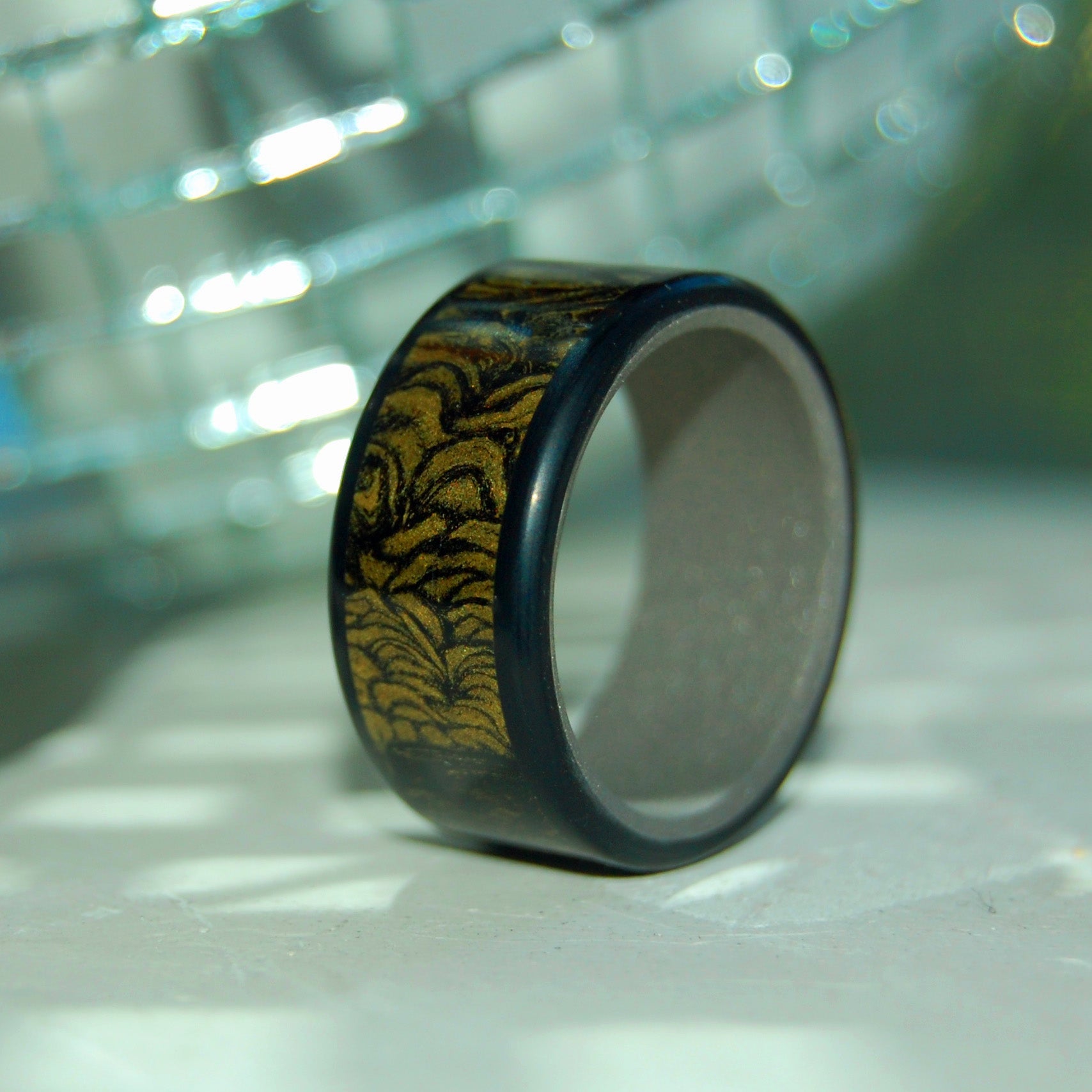 Black And Gold Samurai | Men's Black & Gold Titanium Wedding Ring - Minter and Richter Designs