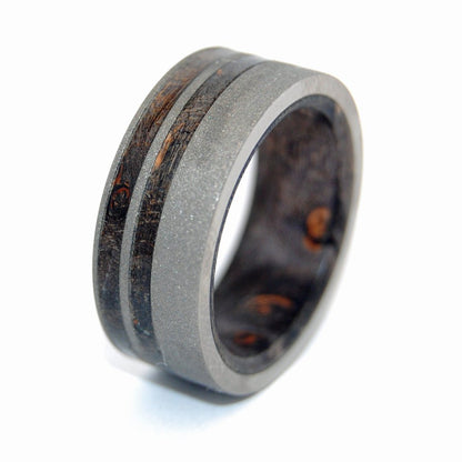 Black Onyx | Men's Black Onyx, Box Elder Wood & Titanium Wedding Ring - Minter and Richter Designs