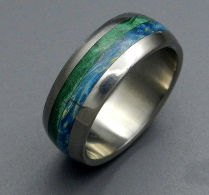 Bliss | Men's Blue Box Elder Wood & Titanium Wedding Ring - Minter and Richter Designs