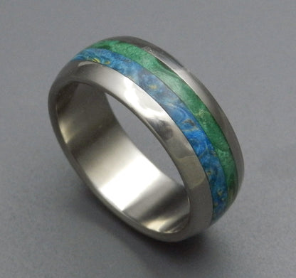 Bliss | Men's Blue Box Elder Wood & Titanium Wedding Ring - Minter and Richter Designs