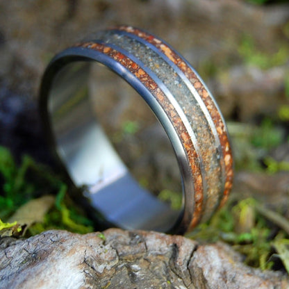 Block Island & Fenway Divided | Men's Pitchers Mound Dirt, Beach Sand & Titanium Wedding Ring - Minter and Richter Designs