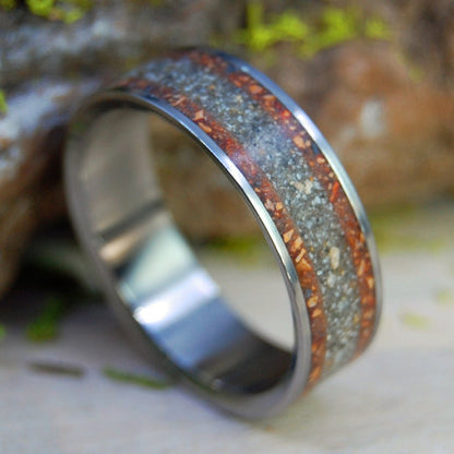 Block Island & Fenway | Men's Pitchers Mound Dirt, Beach Sand & Titanium Wedding Ring - Minter and Richter Designs