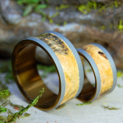 Blond Blasted | California Buckeye Wood & Titanium - Unique Wedding Ring - Wooden Wedding Ring - Minter and Richter Designs