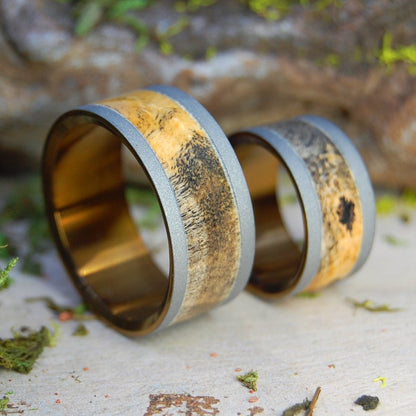 Blond Blasted | California Buckeye Wood & Titanium - Unique Wedding Ring - Wooden Wedding Ring - Minter and Richter Designs