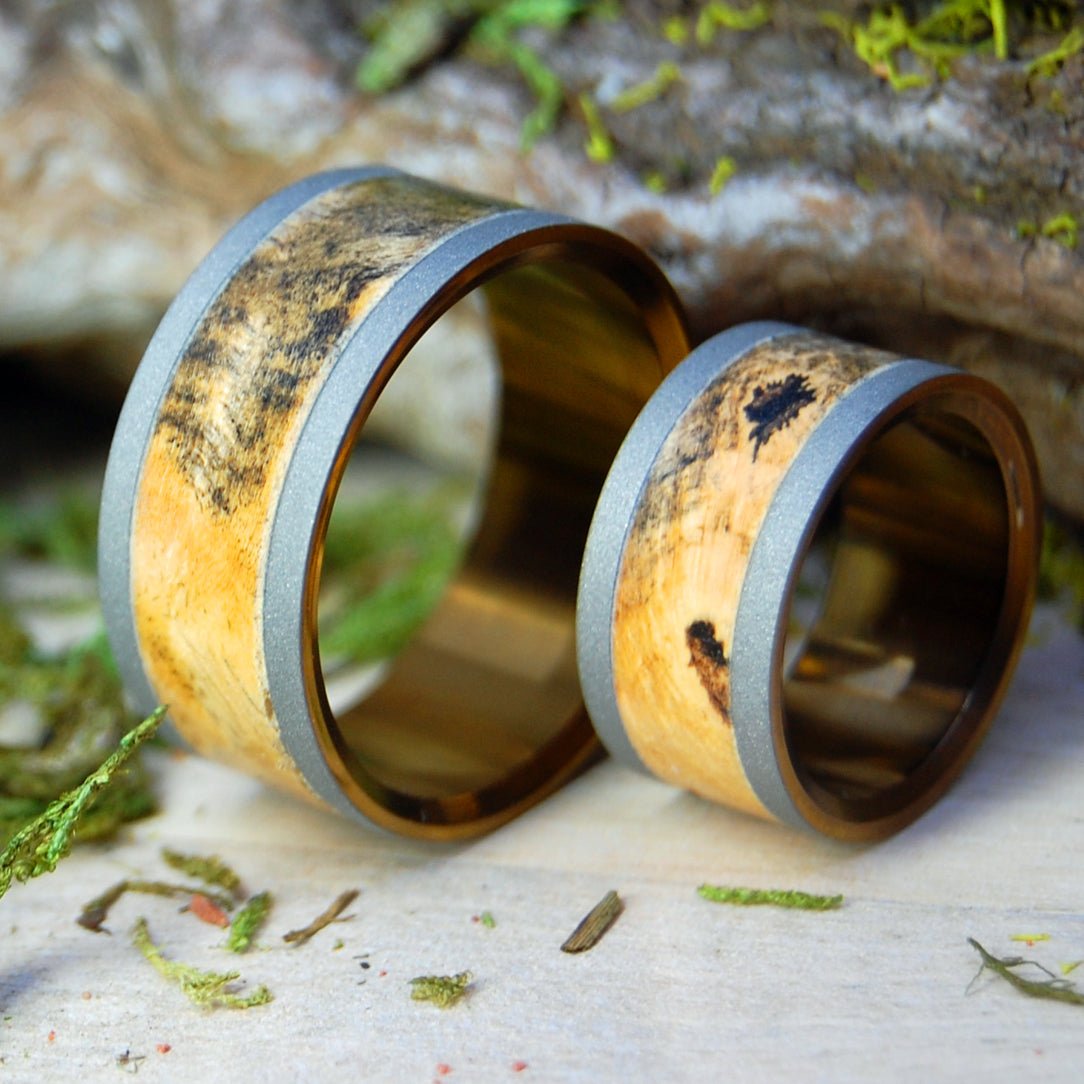 Blond Blasted | California Buckeye Wood & Titanium - Unique Wedding Ring - Wooden Wedding Ring - Minter and Richter Designs