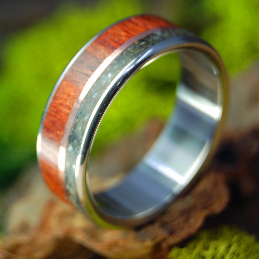 Bloodwood Beach Sand & Copper | Men's Long Island Beach Sand & Titanium Wedding Ring - Minter and Richter Designs