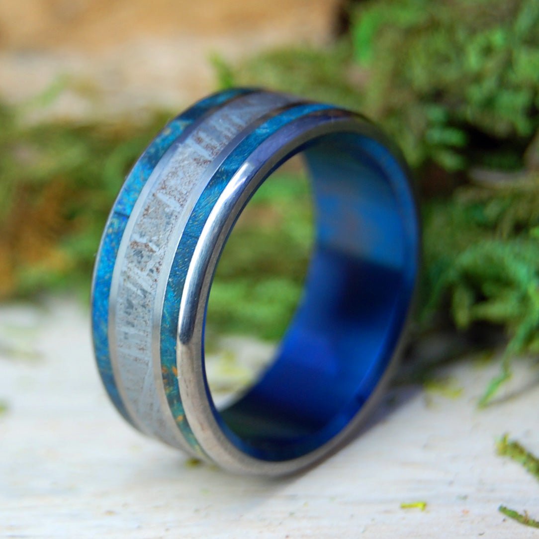 Blue Box Meteorite | Men's Meteorite & Wood Wedding Ring - Minter and Richter Designs