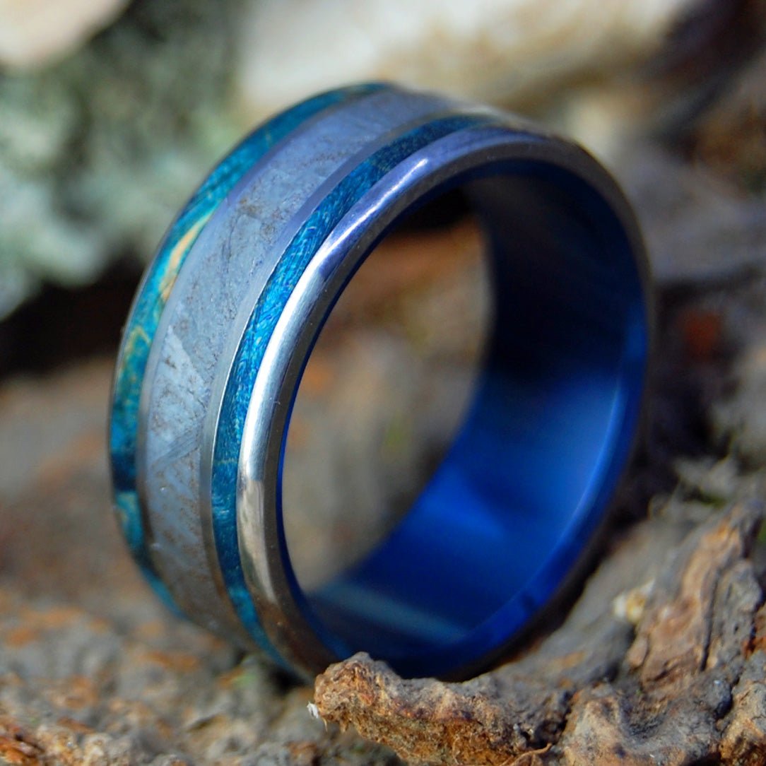 Blue Box Meteorite | Men's Meteorite & Wood Wedding Ring - Minter and Richter Designs