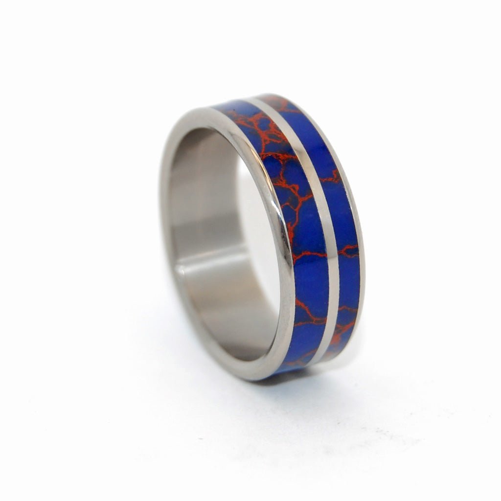 Blue Desire | Men's Blue Jasper Stone, Red Jasper Stone & Titanium Wedding Ring - Minter and Richter Designs