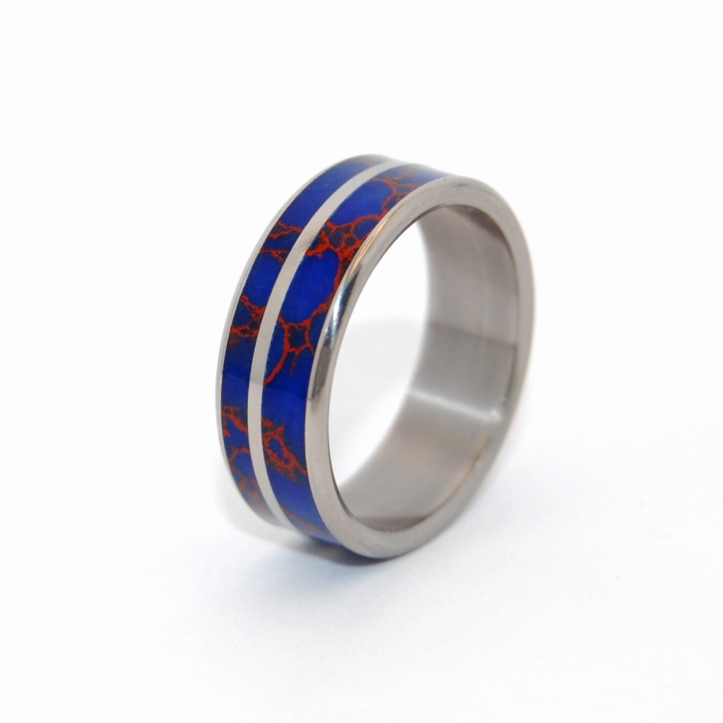 Blue Desire | Men's Blue Jasper Stone, Red Jasper Stone & Titanium Wedding Ring - Minter and Richter Designs