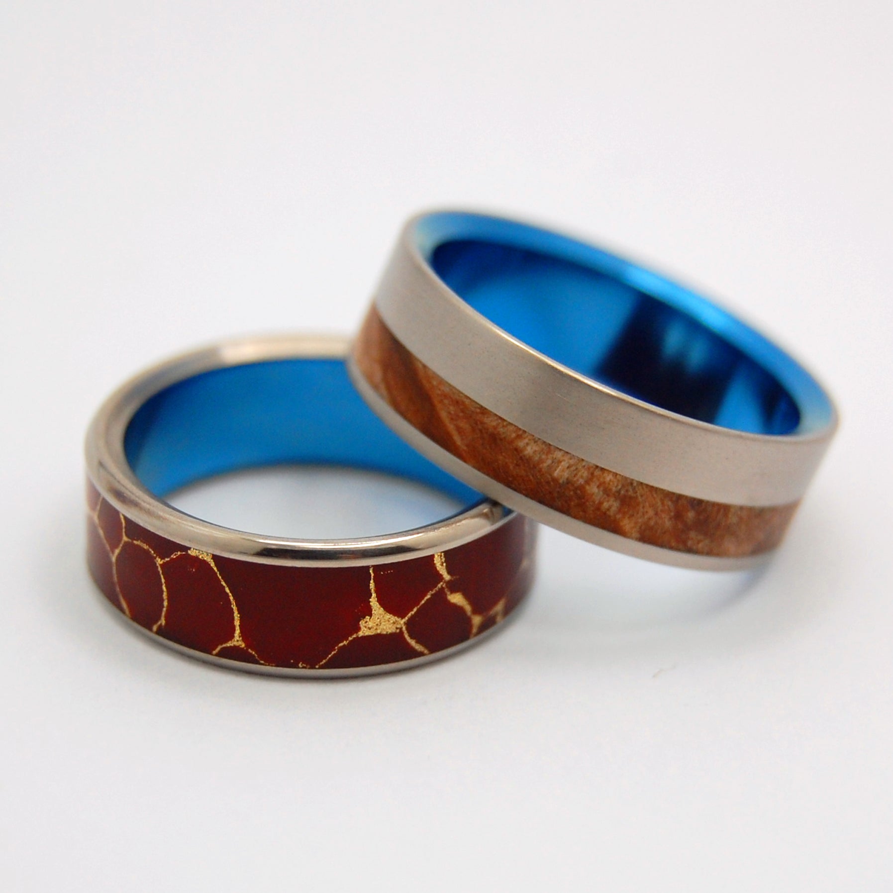 Blue Faun Endurance | Red Jasper Stone, Wood & Titanium - Unique Wedding Ring - Women's Wedding Ring - Minter and Richter Designs