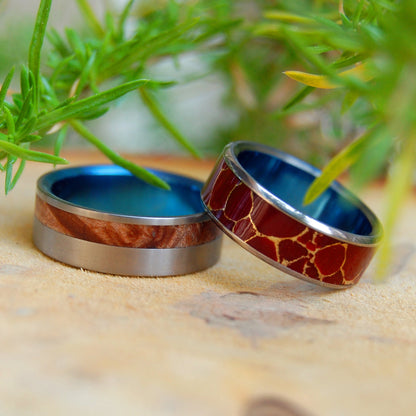 Blue Faun Endurance | Red Jasper Stone, Wood & Titanium - Unique Wedding Ring - Women's Wedding Ring - Minter and Richter Designs