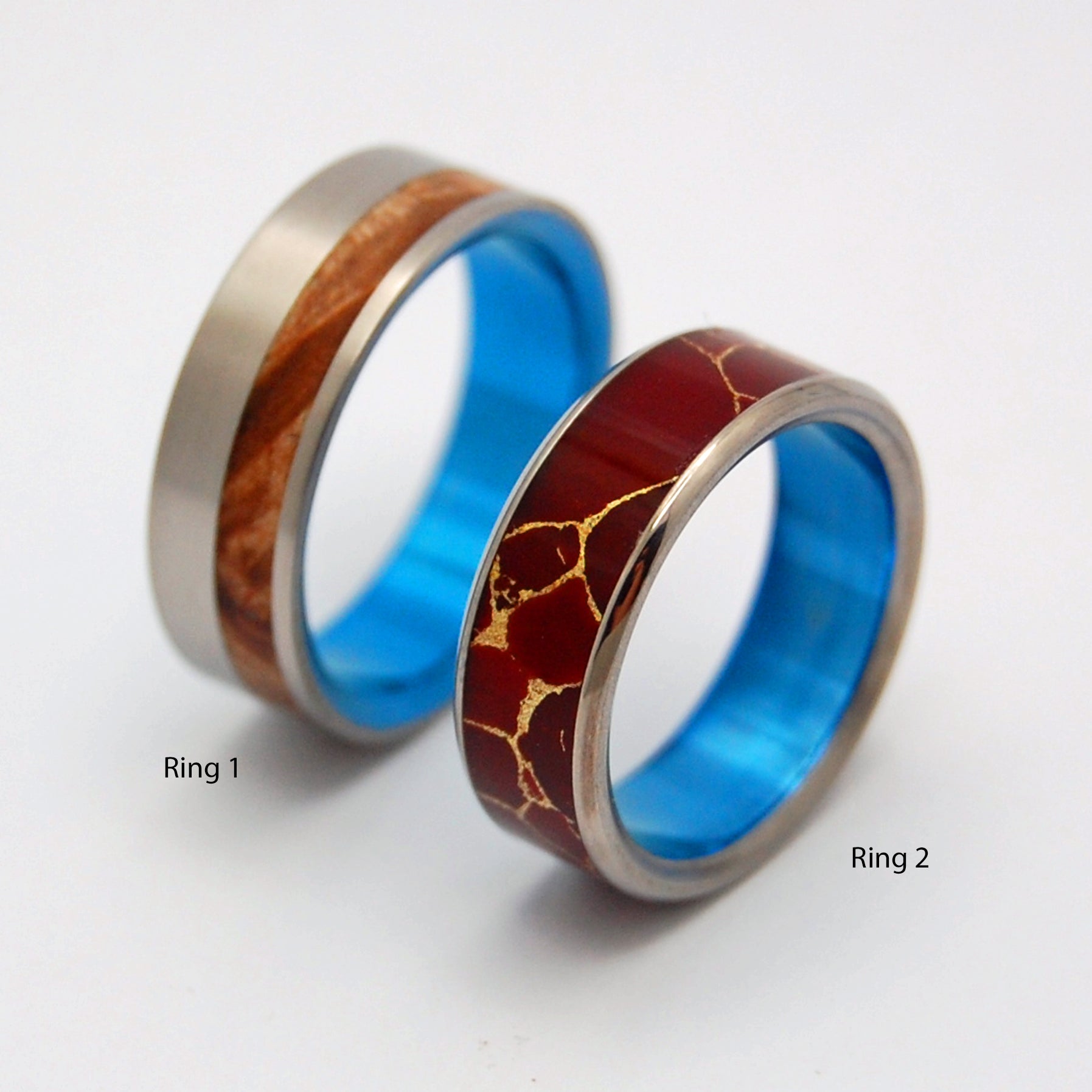 Blue Faun Endurance | Red Jasper Stone, Wood & Titanium - Unique Wedding Ring - Women's Wedding Ring - Minter and Richter Designs