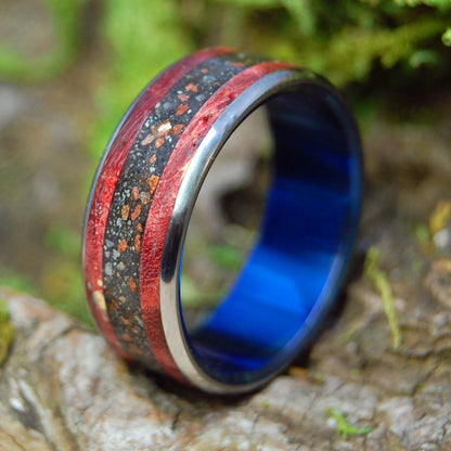 Blue Heat Across The Land | Men's Wood, Beach Sand & Titanium Wedding Ring - Minter and Richter Designs