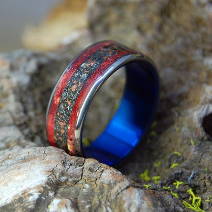 Blue Heat Across The Land | Men's Wood, Beach Sand & Titanium Wedding Ring - Minter and Richter Designs