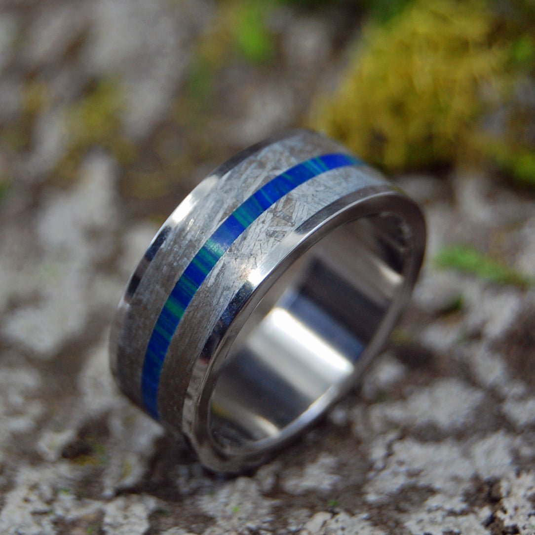 Blue Interspace | Men's Meteorite, Stone & Titanium Wedding Ring - Minter and Richter Designs