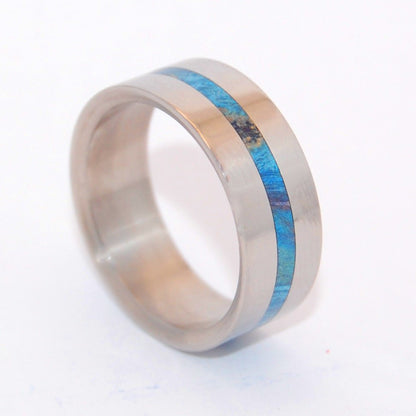 Blue Lightning | Men's Blue Box Elder Wood & Titanium Wedding Ring - Minter and Richter Designs