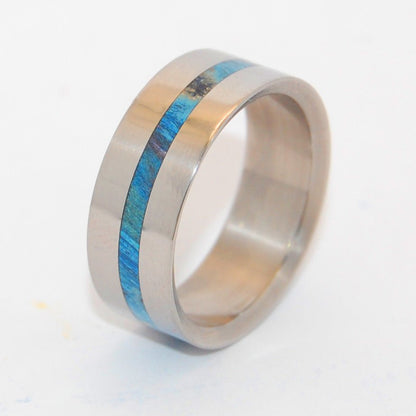 Blue Lightning | Men's Blue Box Elder Wood & Titanium Wedding Ring - Minter and Richter Designs