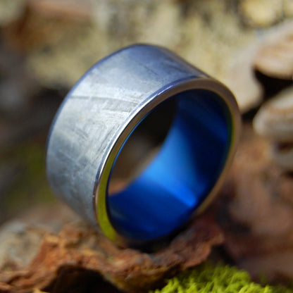 Blue Moon Landing | Men's Meteorite & Blue Anodized Titanium Wedding Ring - Minter and Richter Designs