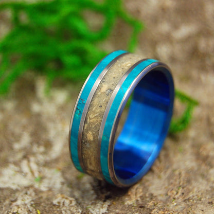 Blue Sea Of Galilee | Men's Chrysocolla, Crushed Israel Stone & Titanium Wedding Ring - Minter and Richter Designs