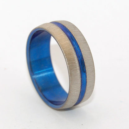 Blue Signature Ring Vertical Stroke | Men's Titanium Wedding Ring - Minter and Richter Designs