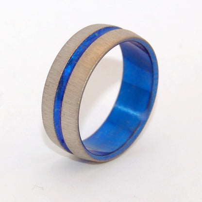 Blue Signature Ring Vertical Stroke | Men's Titanium Wedding Ring - Minter and Richter Designs