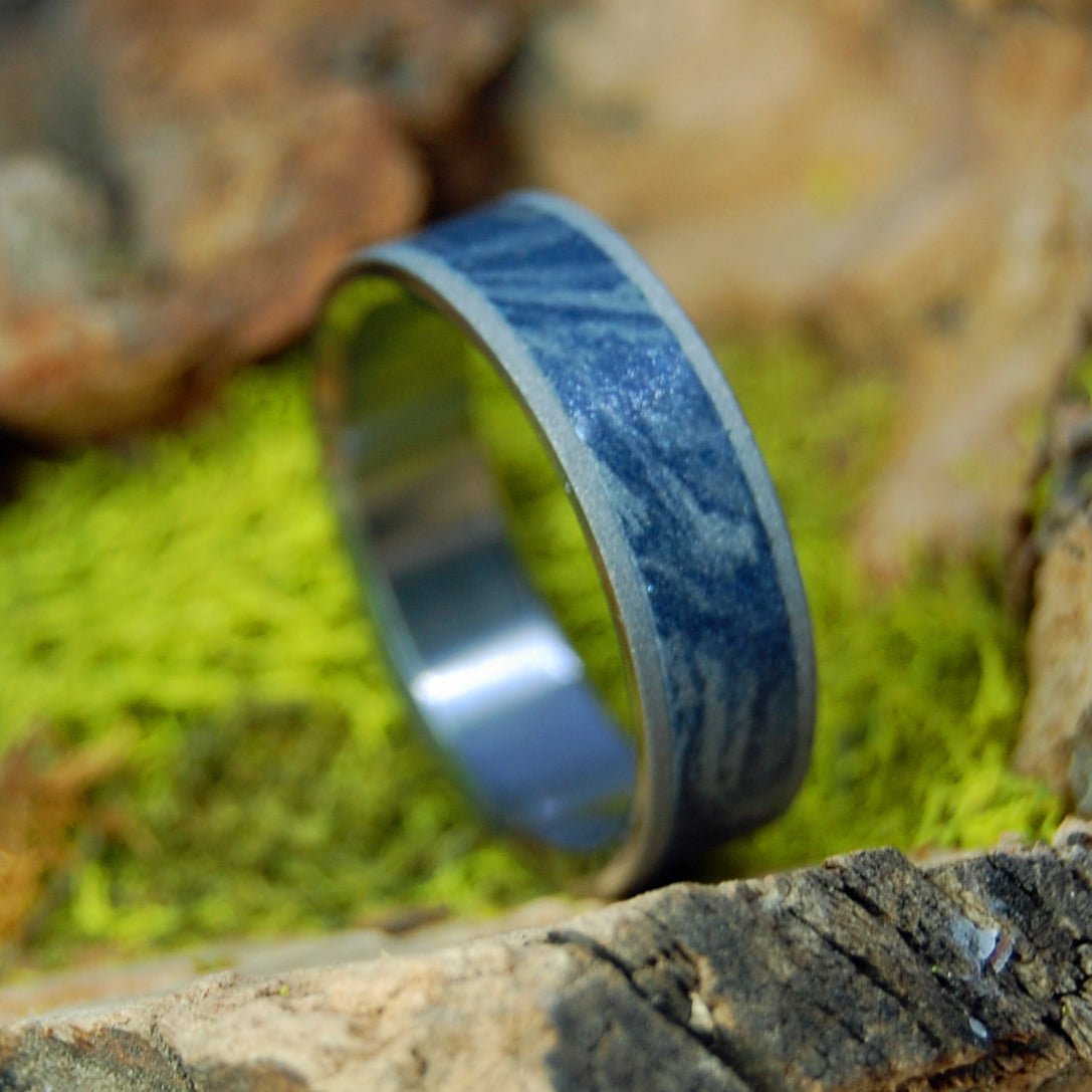 Blue Silver Love | Men's or Women's Blue Silver Mokume Gane & Titanium Wedding Ring - Minter and Richter Designs