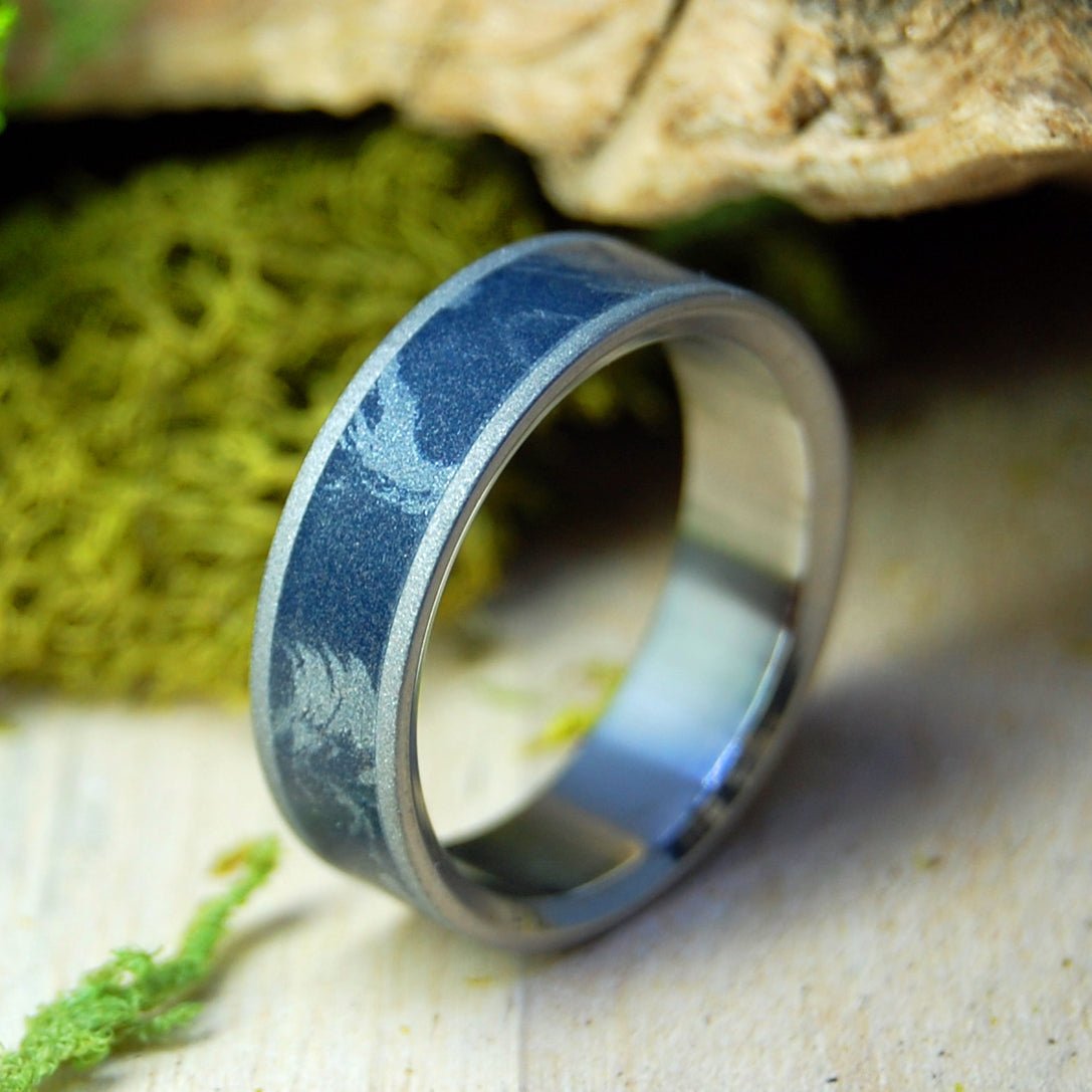 Blue Silver Love | Men's or Women's Blue Silver Mokume Gane & Titanium Wedding Ring - Minter and Richter Designs