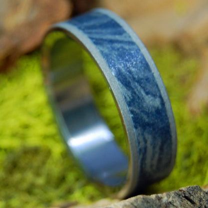 Blue Silver Love | Men's or Women's Blue Silver Mokume Gane & Titanium Wedding Ring - Minter and Richter Designs