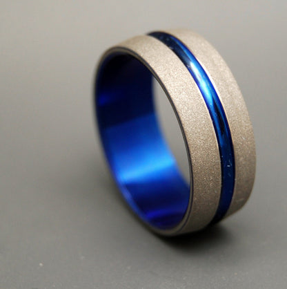 Blue Titanium Wedding Ring | Men's Titanium Wedding Ring - Minter and Richter Designs