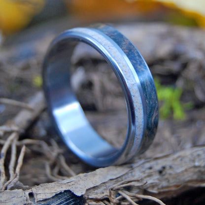 Blue Wood & Sand | Men's Blue Wood, Sand & Titanium Wedding Ring - Minter and Richter Designs