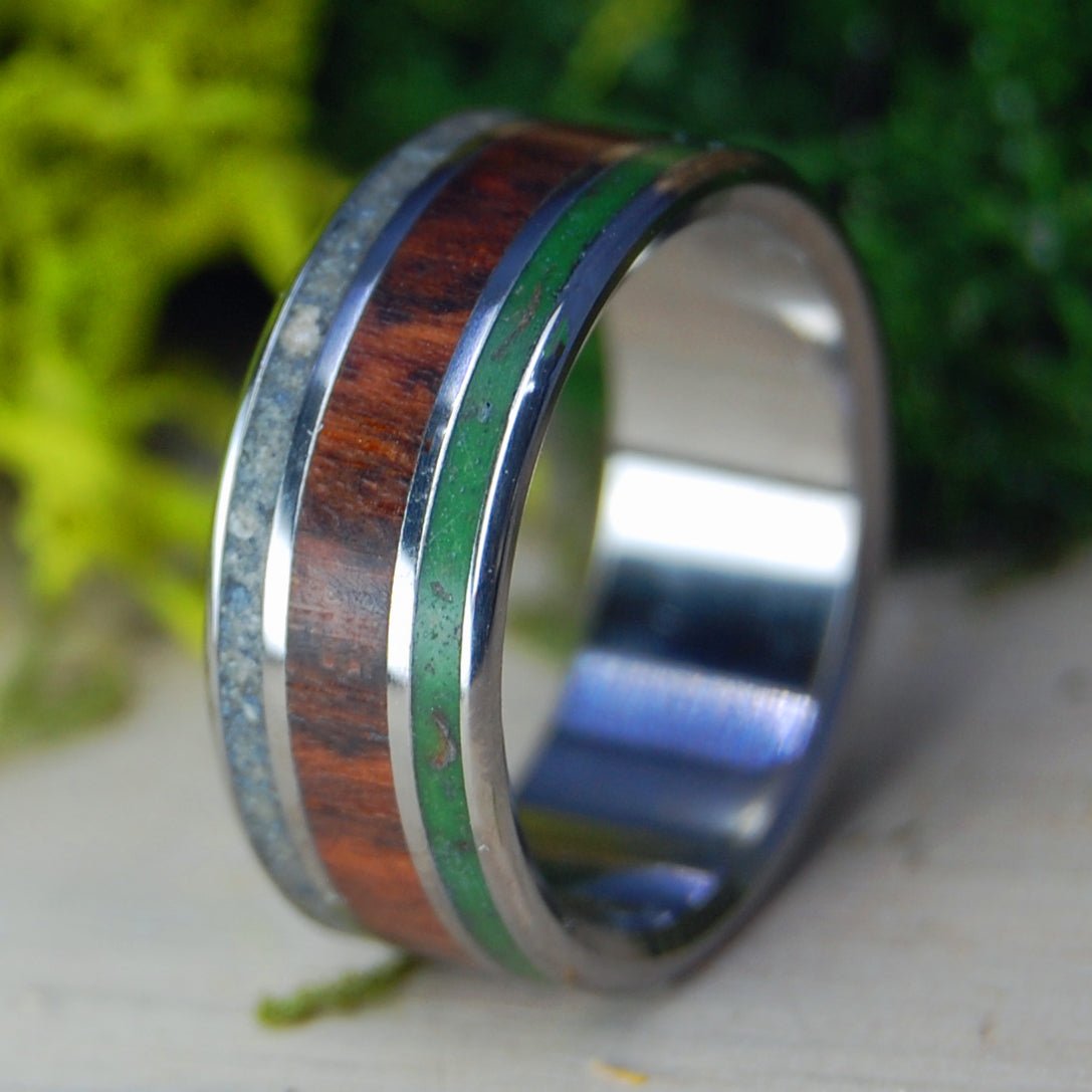 Bora Bora Marijuana | Men's Marijuana, Snakewood, & Bora Bora Beach Sand Wedding Ring - Minter and Richter Designs