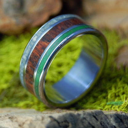 Bora Bora Marijuana | Men's Marijuana, Snakewood, & Bora Bora Beach Sand Wedding Ring - Minter and Richter Designs