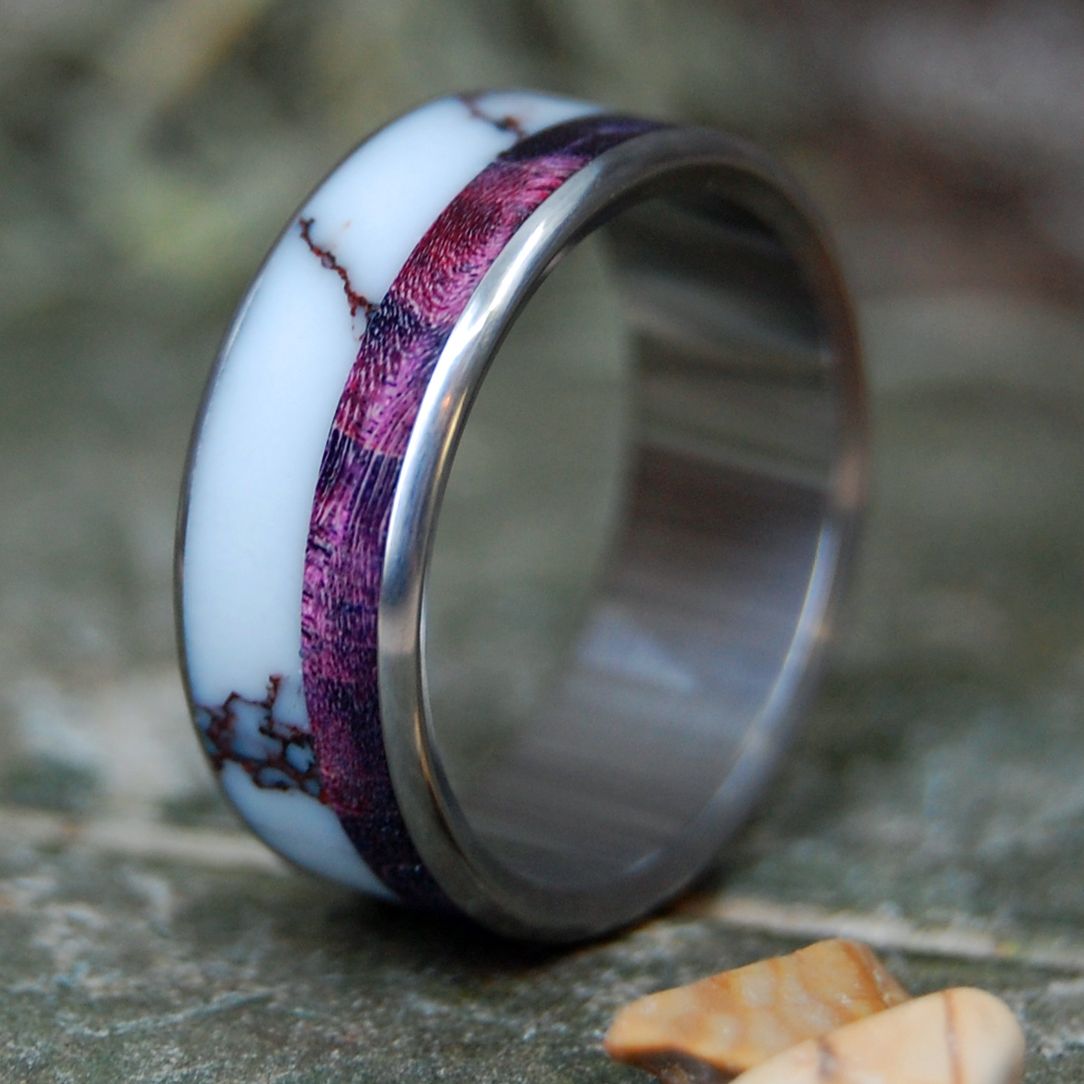 Born In The Purple | Men's Purple Box Elder, Wild Horse Jasper & Titanium Wedding Ring - Minter and Richter Designs