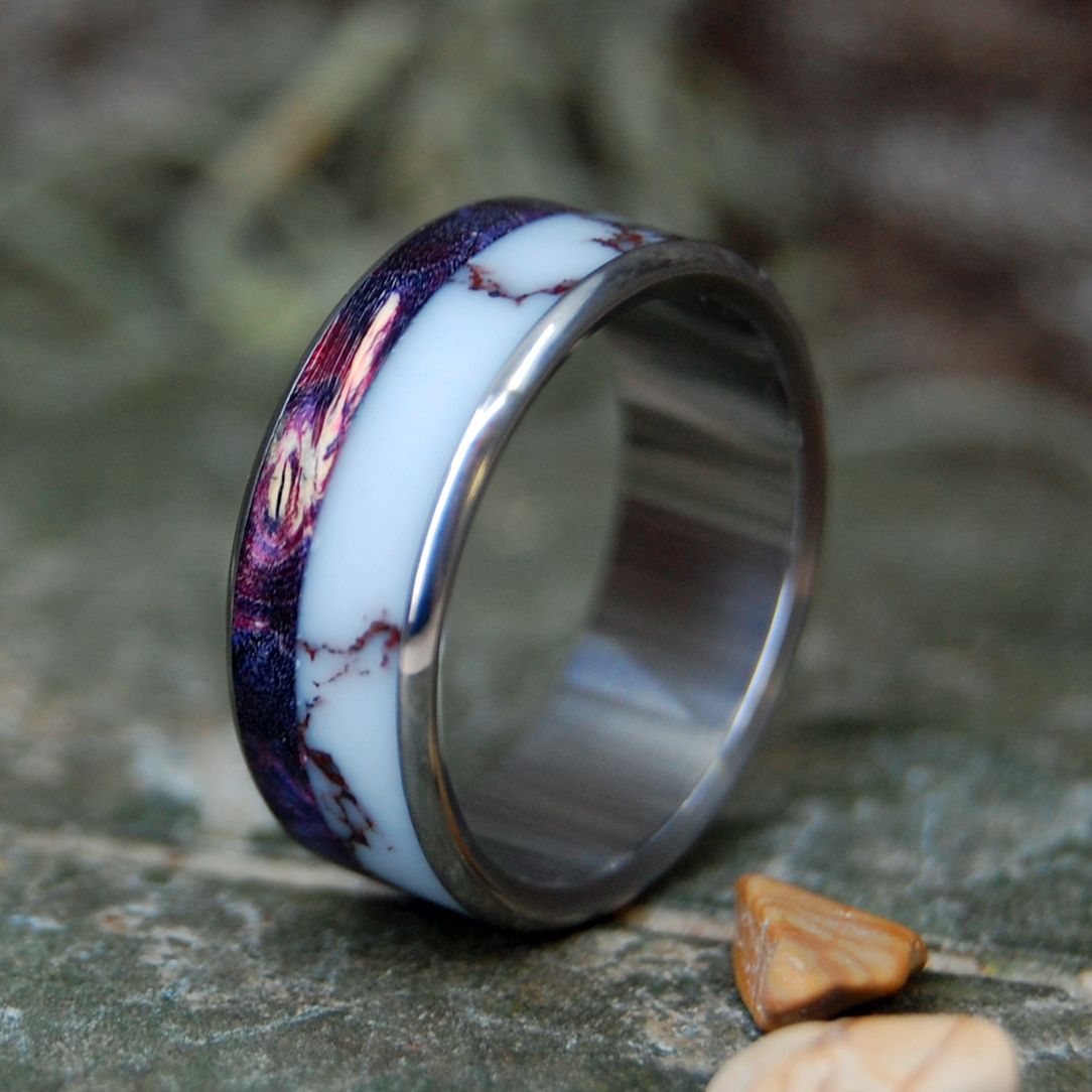 Born In The Purple | Men's Purple Box Elder, Wild Horse Jasper & Titanium Wedding Ring - Minter and Richter Designs