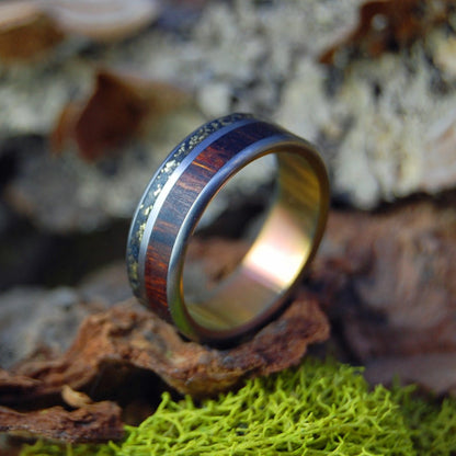 Boston T - Ride To Iceland | Men's Black Beach Sand, Desert Ironwood & Titanium Wedding Ring - Minter and Richter Designs