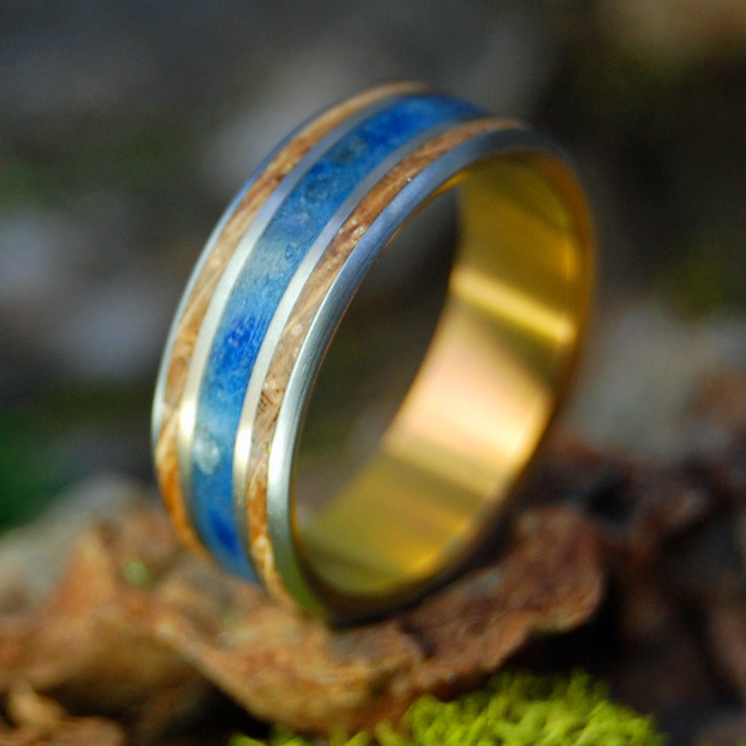 Bourbon N Blue Jeans | Men's Whiskey Barrel, Denim & Titanium Wedding Ring - Minter and Richter Designs