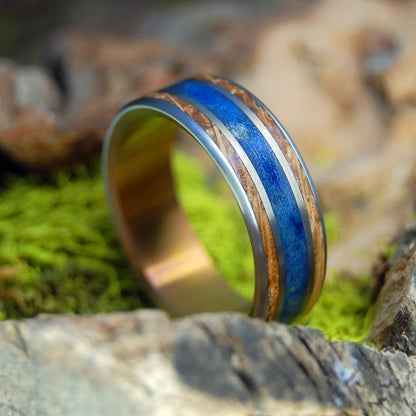 Bourbon N Blue Jeans | Men's Whiskey Barrel, Denim & Titanium Wedding Ring - Minter and Richter Designs