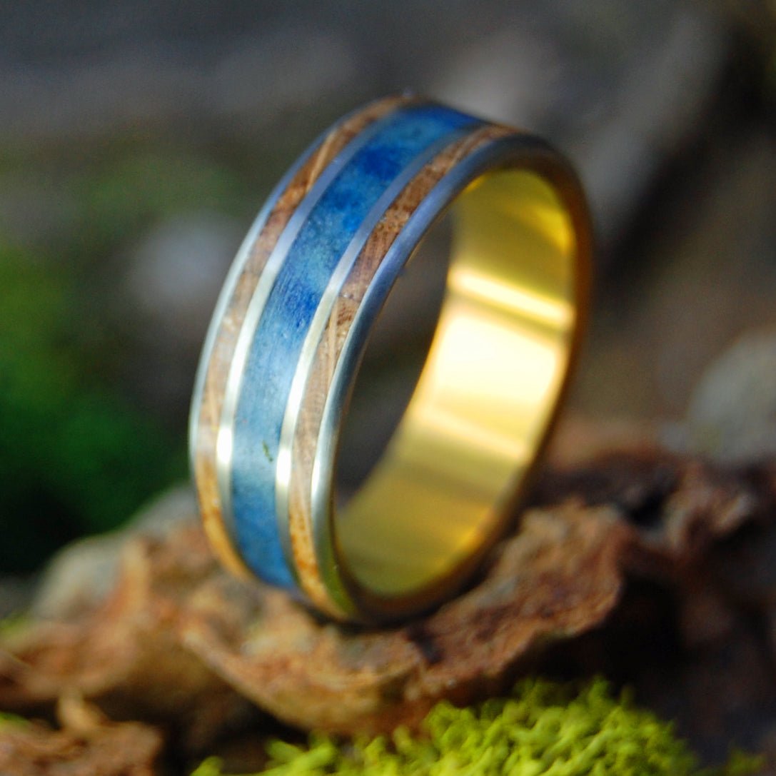 Bourbon N Blue Jeans | Men's Whiskey Barrel, Denim & Titanium Wedding Ring - Minter and Richter Designs