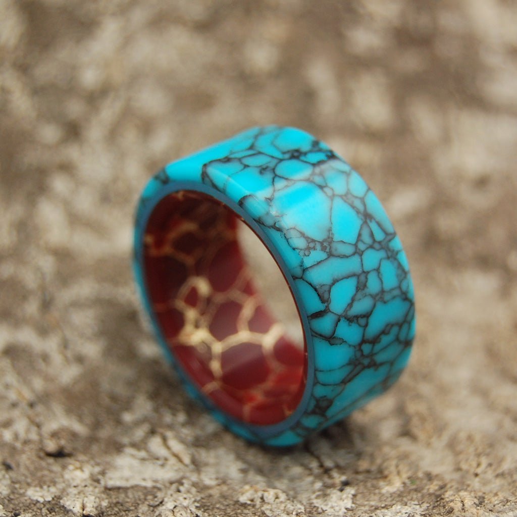 Bow To The King | Men's Turquoise, Red Jasper & Titanium Wedding Ring - Minter and Richter Designs