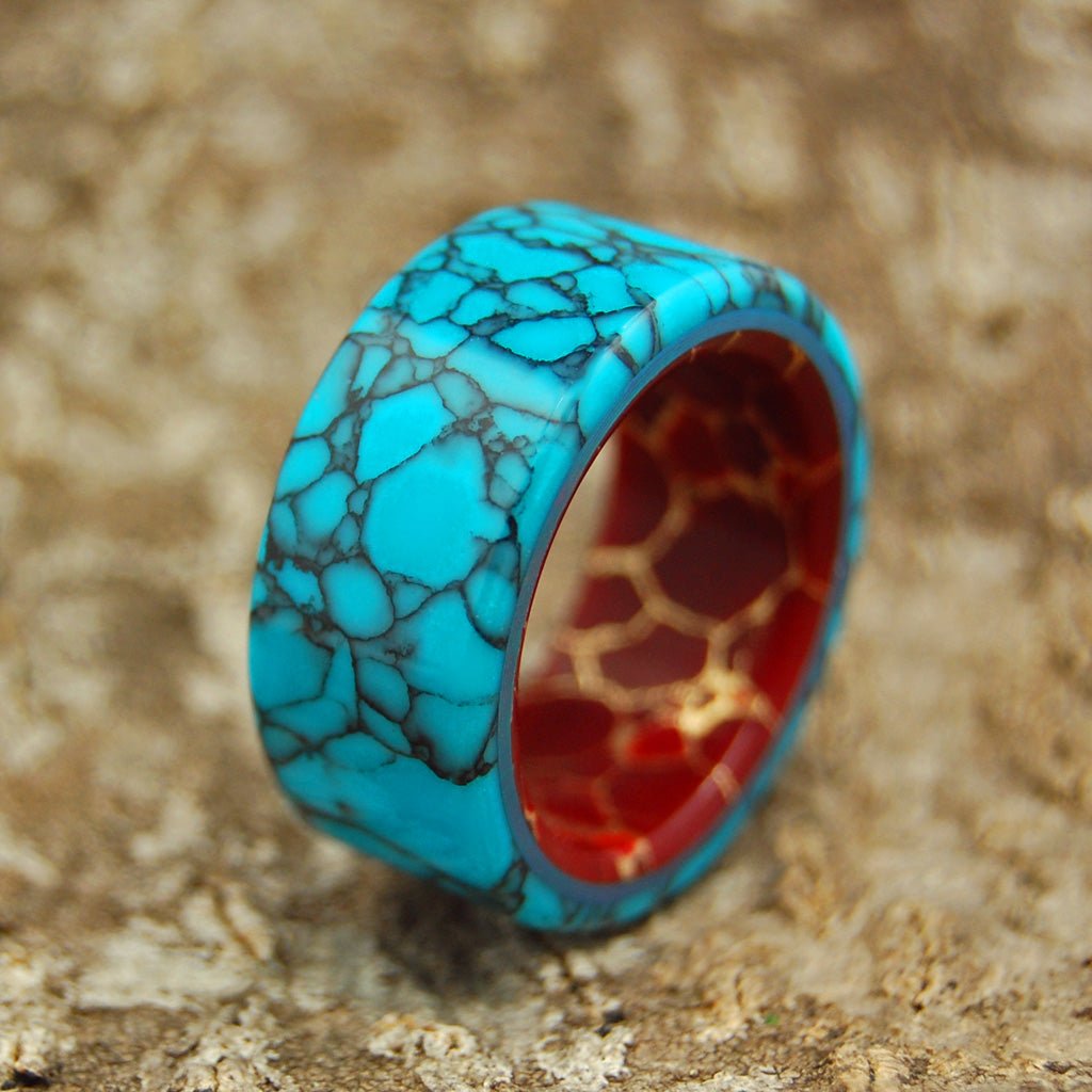 Bow To The King | Men's Turquoise, Red Jasper & Titanium Wedding Ring - Minter and Richter Designs