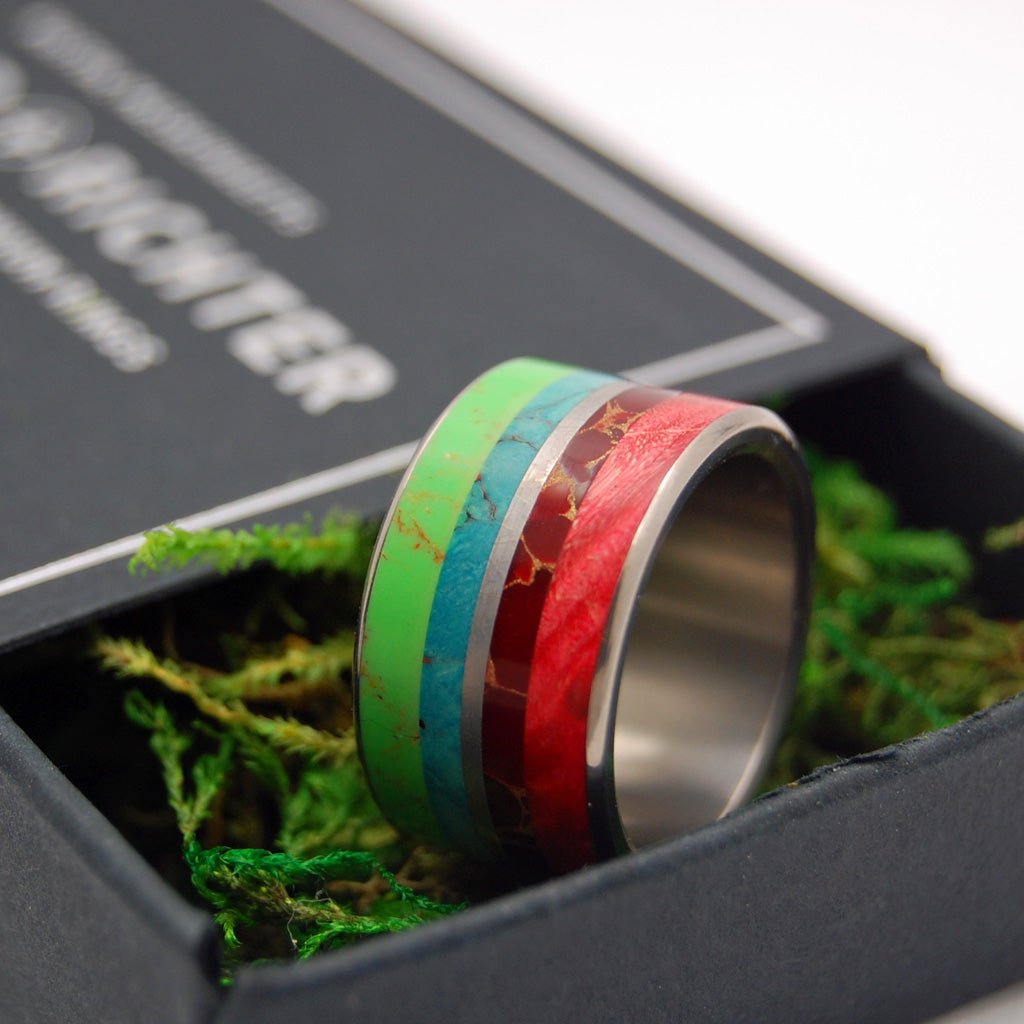 Bright Lion | Men's Meteorite, Wood, Stone & Titanium Wedding Ring - Minter and Richter Designs