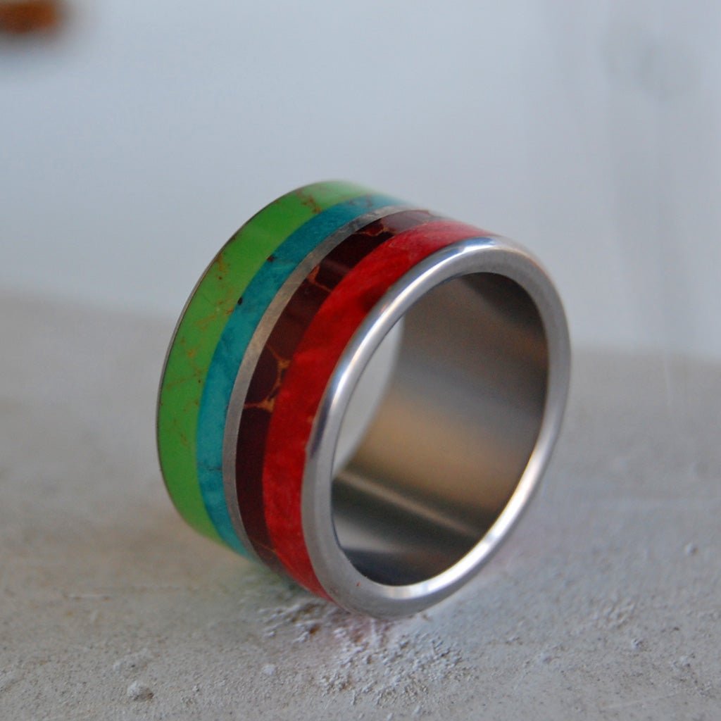 Bright Lion | Men's Meteorite, Wood, Stone & Titanium Wedding Ring - Minter and Richter Designs